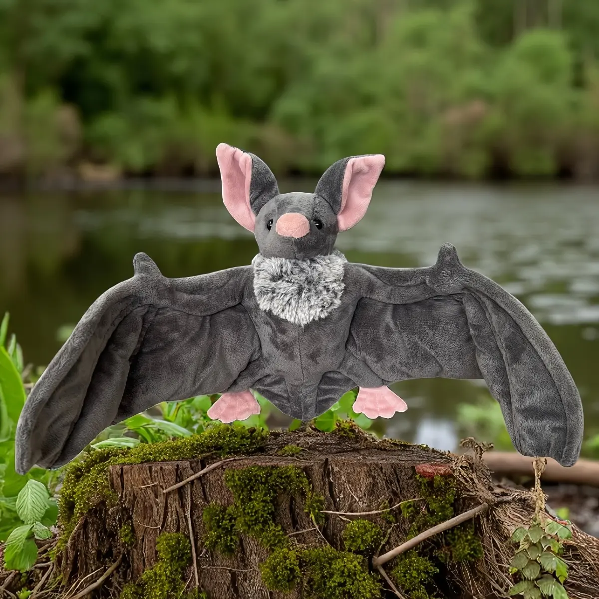 23 Inch Big Wing Bat Plush Doll, Super Soft Gray Bat Hug Plush, Halloween Ambience Decor Toy, Gothic Dark Style Home Ornament, Collectible Gift for Vampire Fans, Soft Mysterious Comfort Bat Plush, Stuffed Animal, Soft Huggable, Soft Cuddly Gift