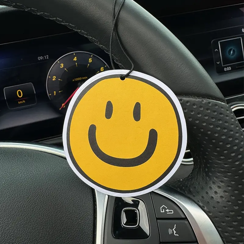 Hilton Hotel Scented Car Air Freshener, Car Aroma Diffuser, Cute Sun Smile Design, Long-Lasting Fragrance, Stress Relief, Perfect Gift for Birthdays & Holidays