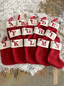 Personalized Christmas Stocking Initial Gift Bags Cozy Xmas Decor for Kids, Custom Gift Bag for Candy & Toys