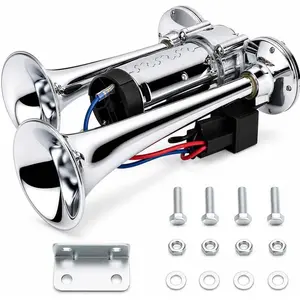 600DB Super Loud Dual Electric Air Horns Kit for Vehicles - With Compressor, Applicable for Cars, SUVs, Trucks, Boats (Sliver)