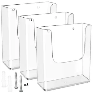 MaxGear Modern 8.5x11 Wall-Mount Acrylic Brochure Holder, 3-Pack Clear Plastic Organizer for Pamphlets, Flyers, Magazines - Office, School Use