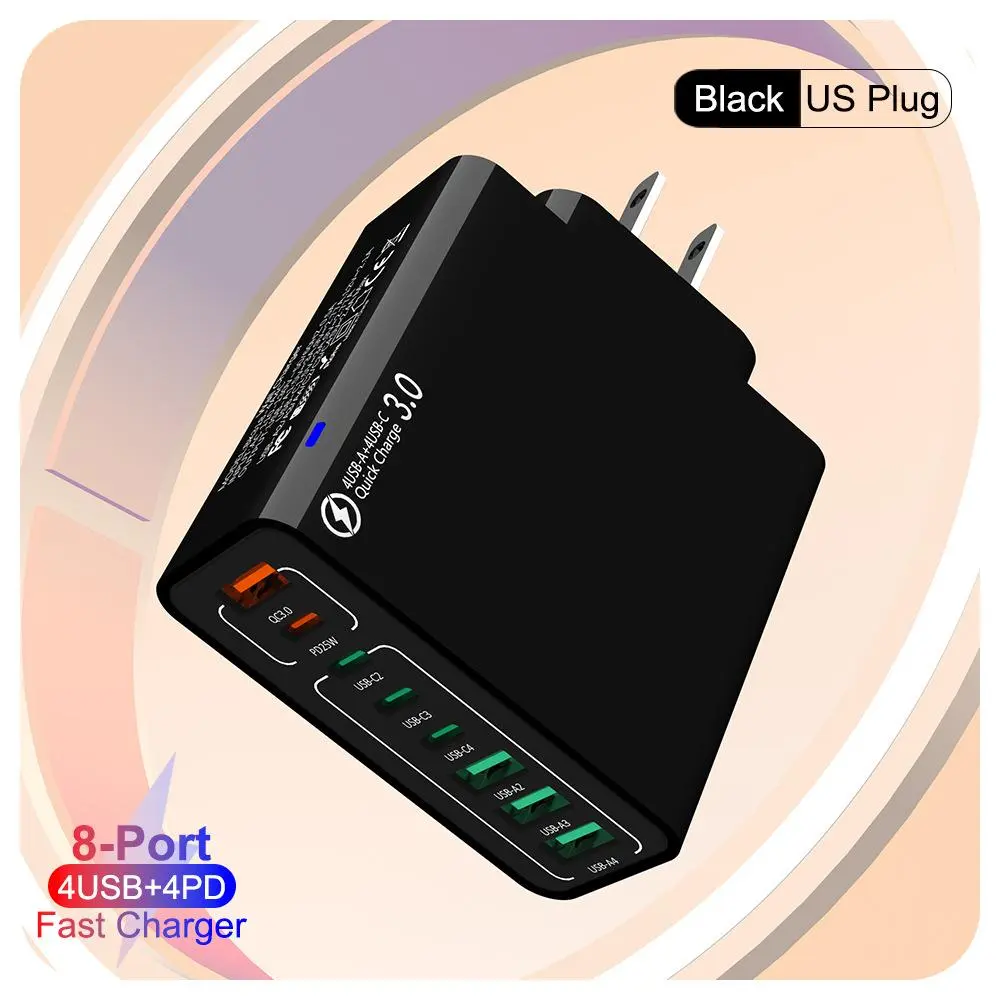 8-in-1 Waterproof USB-C Charging Hub, Smart Safe Portable Hub with 4 Type-C & 4 USB Ports for Home, Office Travel Fast Charging, Usb Hub