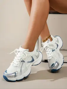 Women's Mesh Patchwork Outdoor Casual Athletic Sneakers, Thick Sole for All Seasons, Perfect with Skirts and Jeans, Dad Shoes Style