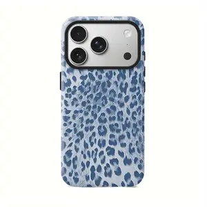 Blue Cheetah Phone Case, Protective Cute Trendy Aesthetic Accessories Suitable for Iphone17 16 15 14 13 12 11 Pro Max Xr Aesthetic Teen Case, Phone Cover