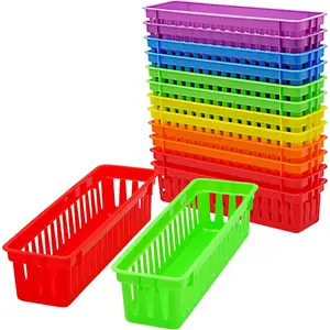 Pencil Baskets for Classroom Essential: 12 pcs per pack, Colored Pencils, Drawer Organizer, Plastic Storage Bins, Teacher Desk and Classroom Must-Haves