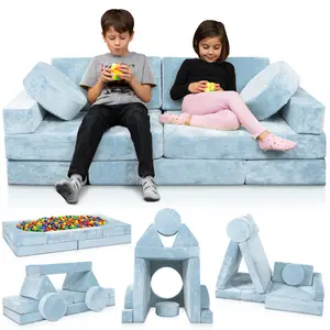 LX15 14pcs Modular Kids Couch Light Blue LX15 14pcs Modular Kids Couch Light Blue