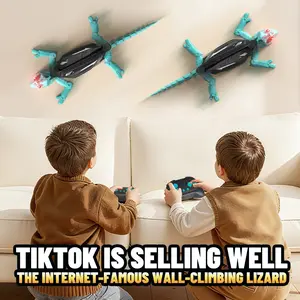 LED Eye Climbing Remote Control Gecko Toy, Rechargeable Robot for Kids 6-12, Stem Technology Gift, Climb Walls and Smooth Surfaces