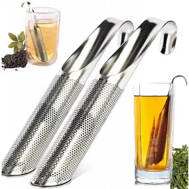 2 PCS Stainless Steel Tea Infuser Spoon – Portable Tea Filter with Long Handle, Creative Piping Design Tea Brewer for Home & Travel