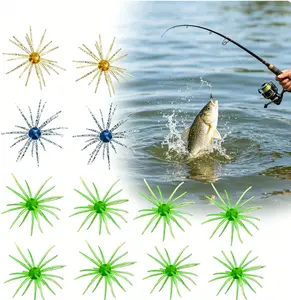 2026 New 12Pcs Sea Urchin Shaped Soft Fishing Lures, Vivid Topwater Artificial Baits, Durable Soft Plastic Lures for Lake River Pond Bass Trout Fishing
