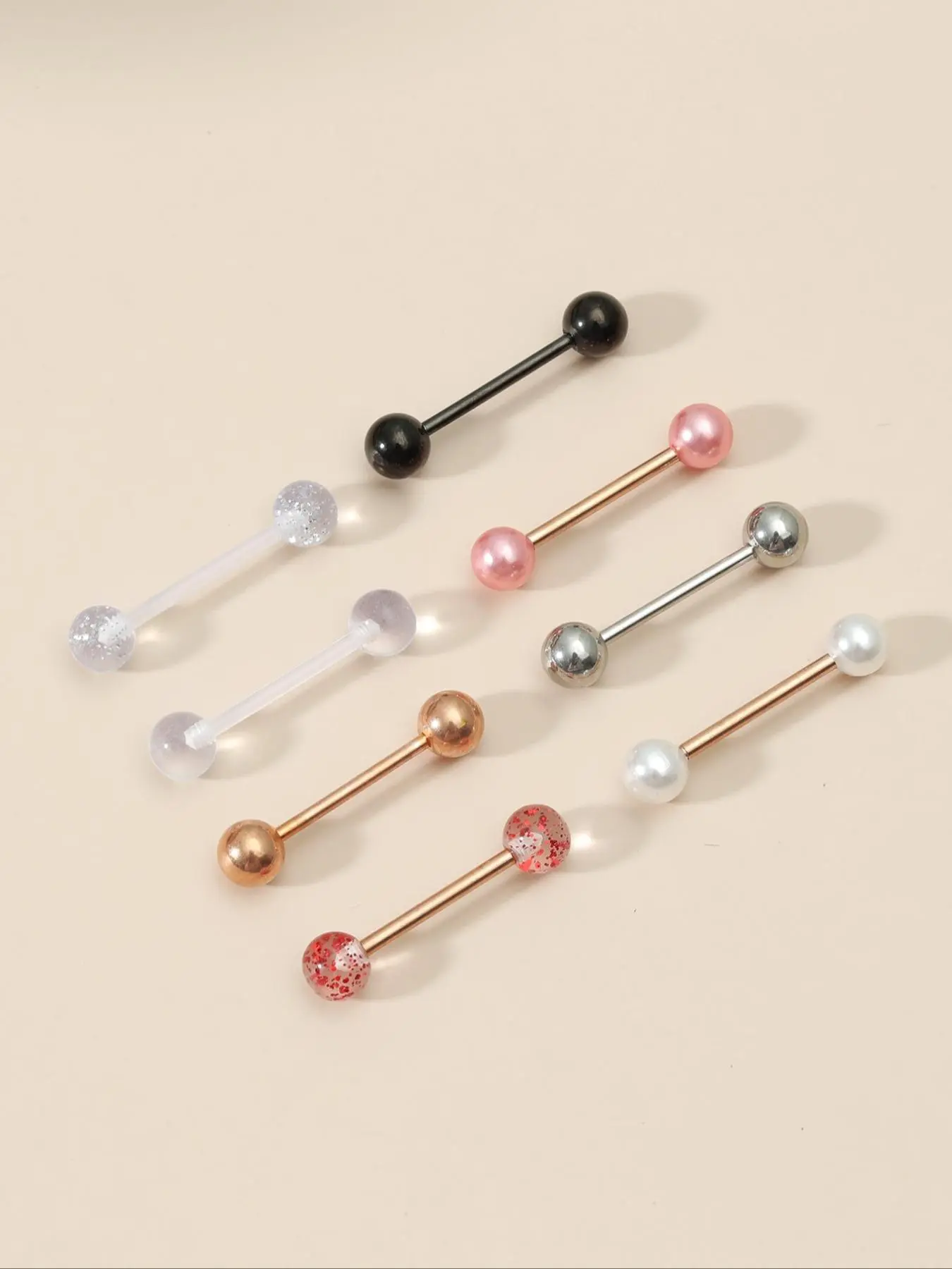 New Fashion Geometric Design Tongue Barbell Ring, Multi-color Tongue Ring for Women & Men, Stylish Punk Designer Fashion Body Jewelry Piercing Jewelry As Gift, Mouth Jewelry, Stainless Steel