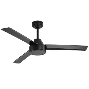 52 Inch Ceiling Fan Without Light, All Black Durable ABS Blades, 65% Energy Saving Quiet Reversible DC Motor, 6-Speed Remote Control with Timer, 15° Sloped Ceiling Compatible, Indoor Outdoor Ceiling Fan for Home Shop Patio