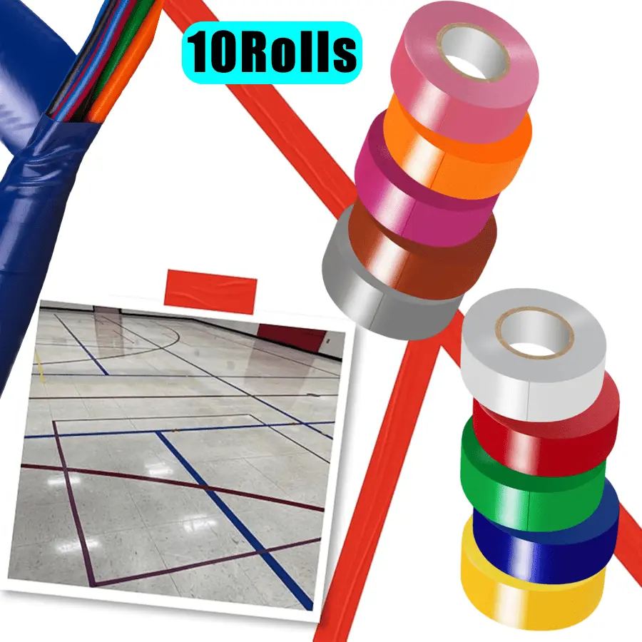 10 Pack Electrical Tape Matte Rainbow 3/4-Inch by 60 Feet, Waterproof, Strong Adhesive, Durable, Easy-Wrap
