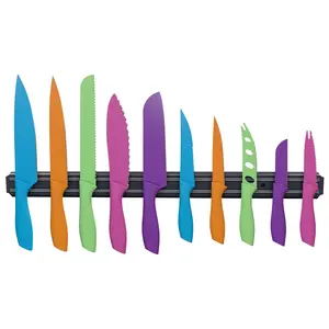 Classic Cuisine 10-Piece Colored Knife Set withMagnetic Bar