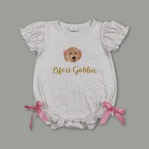 Toddler Baby Girl Summer Bubble Outfit Cute Puppy Print Sleeveless Romper Casual Clothes