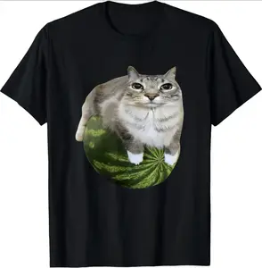 Watermelon Cat Silly Cat Meme T-Shirt | A Hilarious Watermelon Print Shirt Is A Stylish Unisex Top for Both Men and Women