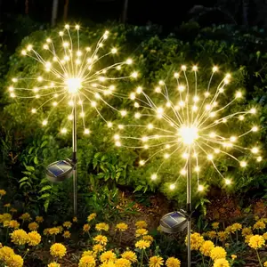 Solar Garden Lights Outdoor: Bendable Copper Wire with 120 LED Firework Beads - Warm Waterproof DIY Starburst Decoration for Yard Pathway Patio - Gifts for Women Mom Homeowners