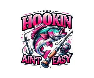 Hookin Ain't Easy • T-shirt Tee Shirt Comfortable Unisex Top Funny Sarcastic Cute Sublimation Graphic Fishing Funny Fish Casual Crewneck