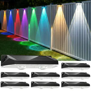 Brightown Solar Lights Outdoor Waterproof, Color Changing Solar Fence Deck Step Flood Lights, Warm White & RGBCW 11 Color, IP65 Waterproof Garden Lights for Outside Backyard
