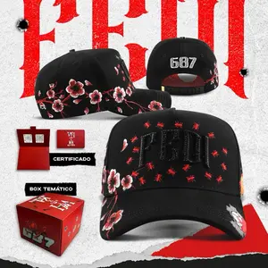 FEDI Kilohats x WH hats - Black Floral Design Cap with 687 Embroidery and Temático Box - Limited Edition