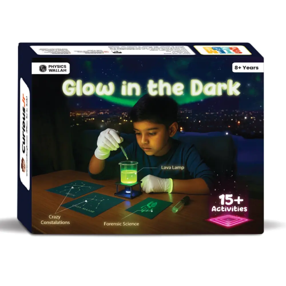 Curious Jr. by PW Unisex Glow-in-the-Dark Physics STEM Science Experiment Kit for Kids Ages 8-14, 100+ Hands-On Activities, Step-by-Step Manual, 30 Bonus DIY Projects, Safe Child-Friendly Christmas Gift Toy (Gift Ideas for Kids, No Add-Ons Included)