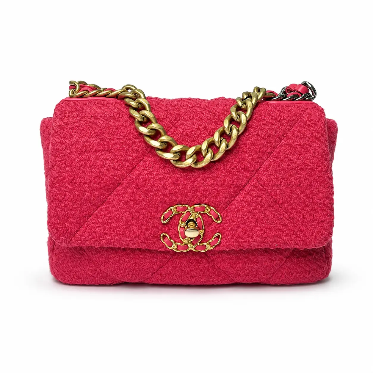 Pre-owned CHANEL X Shoulder Bags Medium Tweed 19 Flap Satchel pink