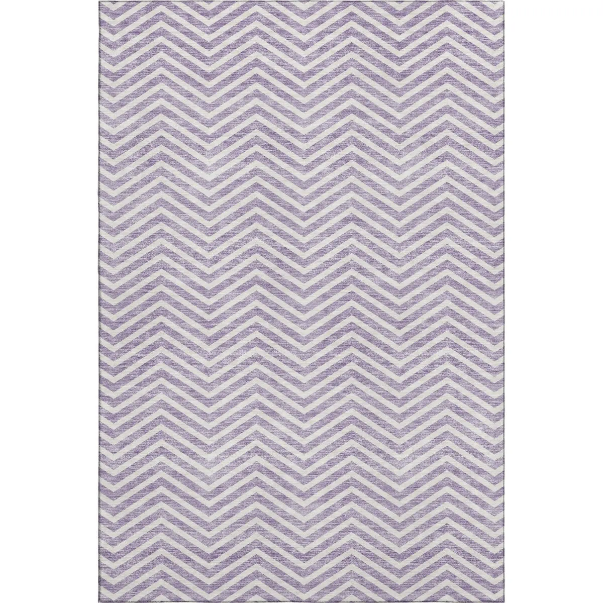 HomeRoots 674263 Machine-Washable 10x14 ft. Lilac & Ivory Chevron Rectangle Area Rug, UV-Protected Machine-Made Household Textile, Machine-Washable Area Rugs
