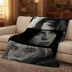 Billie Themed All Season Flannel Throw Ultra Soft Warm Close Ups Printed Design Perfect for Living Room Bedroom Ideal Holiday Wedding Gift for Fans