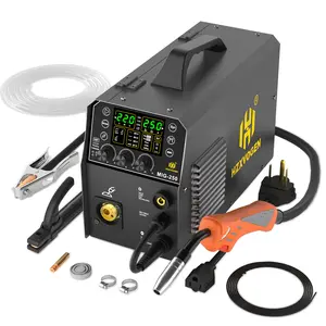 HZXVOGEN MIG250 5 in 1 Aluminum Welder, 250A MIG Welder Gas, Flux Core MIG, Stick, Lift TIG, Pulse, Spot 110V 220V Professional Multi Process Welder Synergic Control with Large LED Display