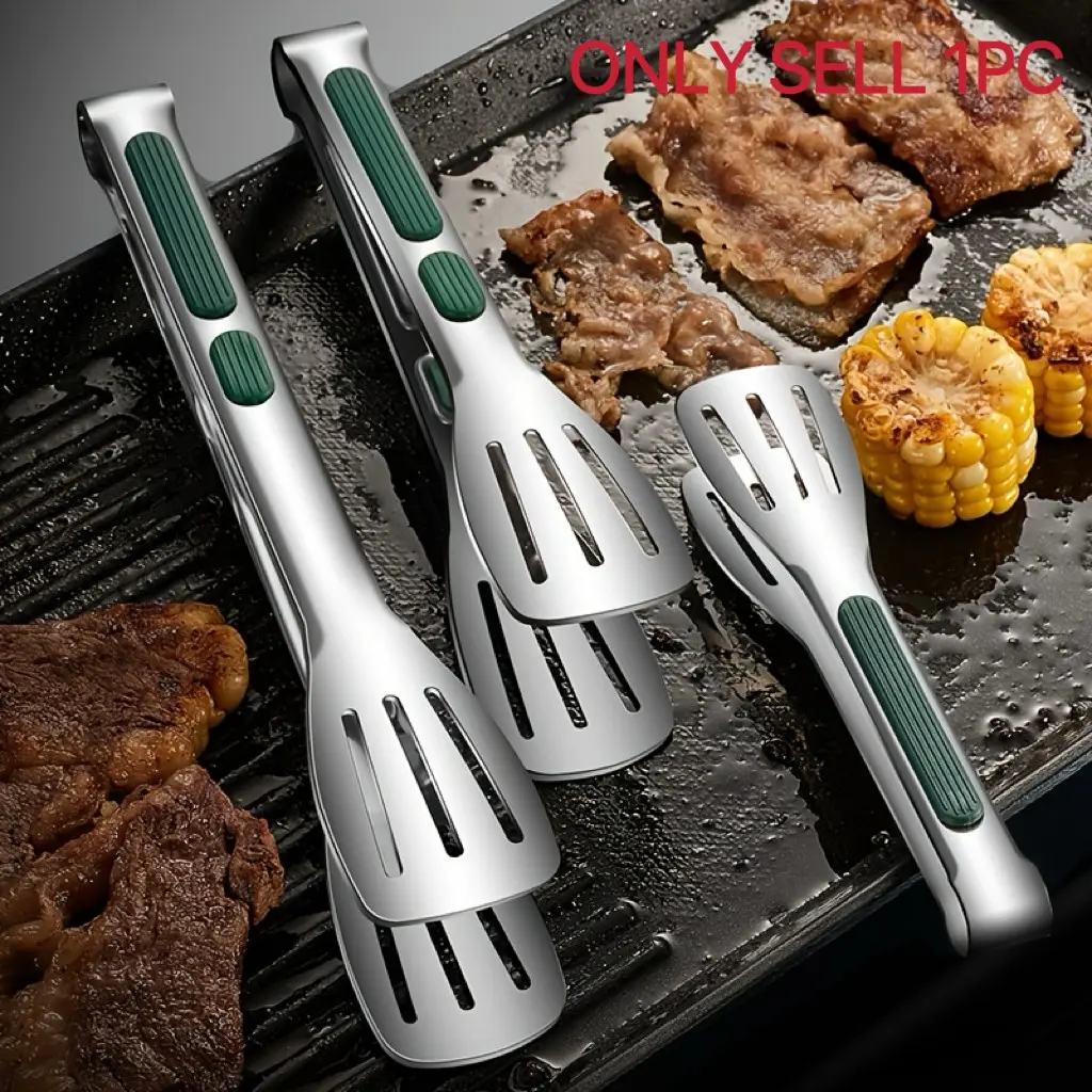 Stainless Steel Food Tongs, 1/2 Counts Non-slip Barbecue Tongs, Salad Bread Meat Fruit Tongs, Cooking Tongs for Home, Kitchen, Outdoor, Picnic, Kitchen Cooking Accessories Utensils, Kitchenware