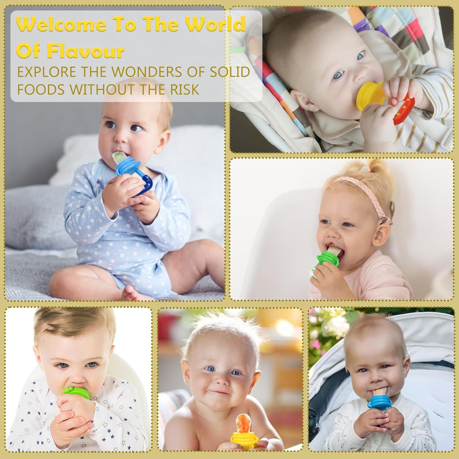 3 Pack Baby Fruit Feeder & Fresh Food Pacifier – Silicone Teething Feeder for Babies, Toddlers & Infants, Baby Solid Food Pacifier, Teether Essentials for Kids 3 Pack Baby Fruit Feeder & Fresh Food Pacifier – Silicone Teething Feeder for Babies, Toddlers & Infants, Baby Solid Food Pacifier, Teether Essentials for Kids