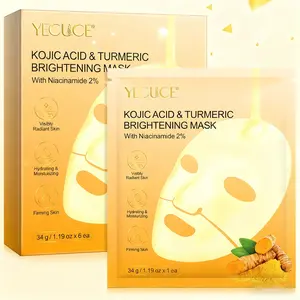 YECUCE Turmeric Collagen Sheet Mask, Niacinamide Kojic Acid Hydrating Moisturizing Essence Mask, Improves Dullness, Firms and Smoothes Skin, Suitable for Dry and Dull Skin, 6-pack Moisture