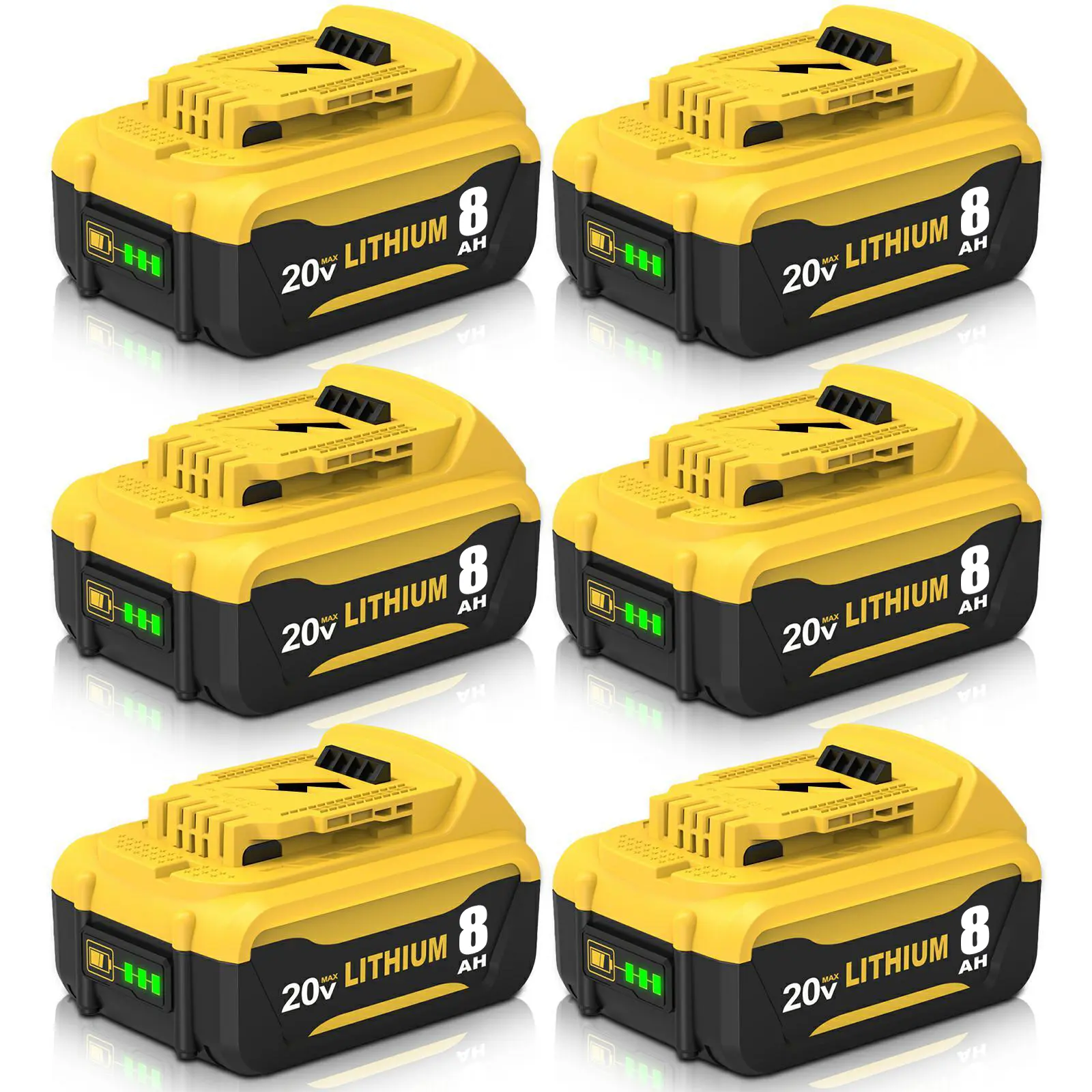 8.0Ah Replacement for Dewalt 20V MAX Battery Compatible with DCB206 Series Power Tools Lithium High Capacity