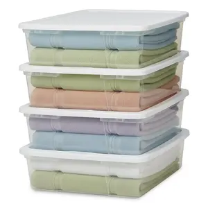 Homz 28 Qt Snaplock Clear Plastic Storage Container Bin with Secure Lid (4 Pack)