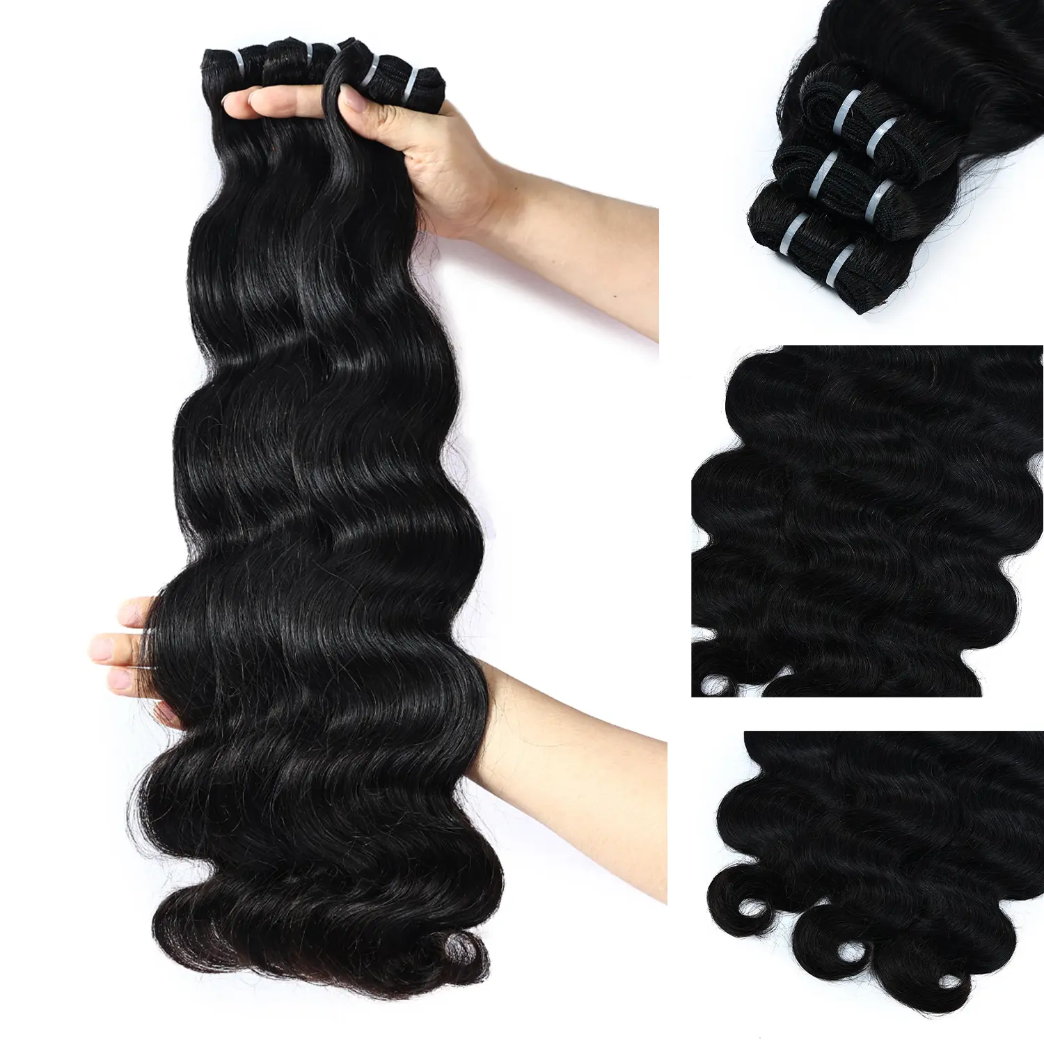 MISS ROLA Body Wave 3 Bundles 16A Premium Raw Human Hair Bundles Salon Quality with Double Drawn Upgraded Lightweight Double Weft Minimal Shedding Tangling Sew In Quick Weave Hair Extension