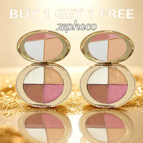 Buy 1 Get 1 Free Cosmetic Cheek Palette - Smooth Multi-Use Powder Highlighter with Eyeshadow, Bronzer, Pearlescent Shine, Buildable Application for Glowing Radiance