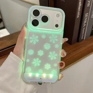 Voice Control Glowing Phone Case, Winter Snowflake Design, Compatible with iPhone 17-11 Pro Max, Unique Gift for Friends & Christmas