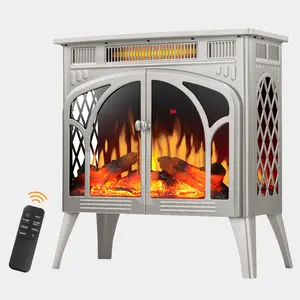 R.W.FLAME Electric Fireplace Stove Heater, 4 Flame Colors, 3D Infrared Fireplace, 5100BTU MAX 1500W,  All-Metal Design, Adjustable Brightness, Overheating Protection, Remote, Timer, ETL Certified