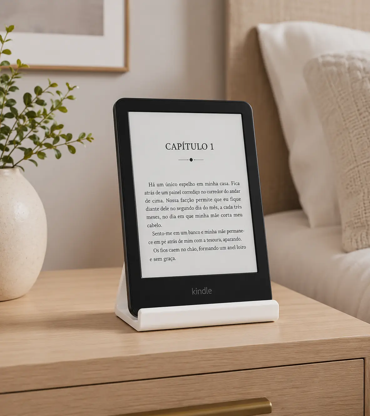 3D Printed Kindle Stand - Lightweight, Modern, Freestanding Tabletop Desk E-Reader Holder for Indoor Furniture Shelves & Racks, Perfect Gift For Book Lovers And Kindle Users
