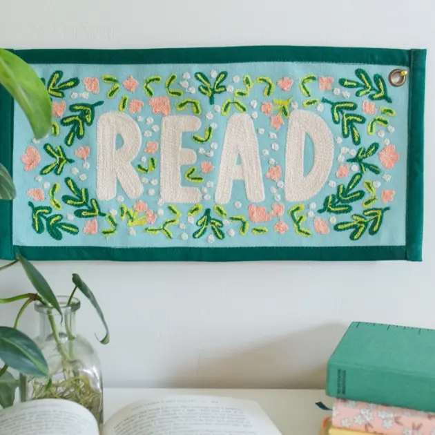 Read Embroidered Canvas Banner