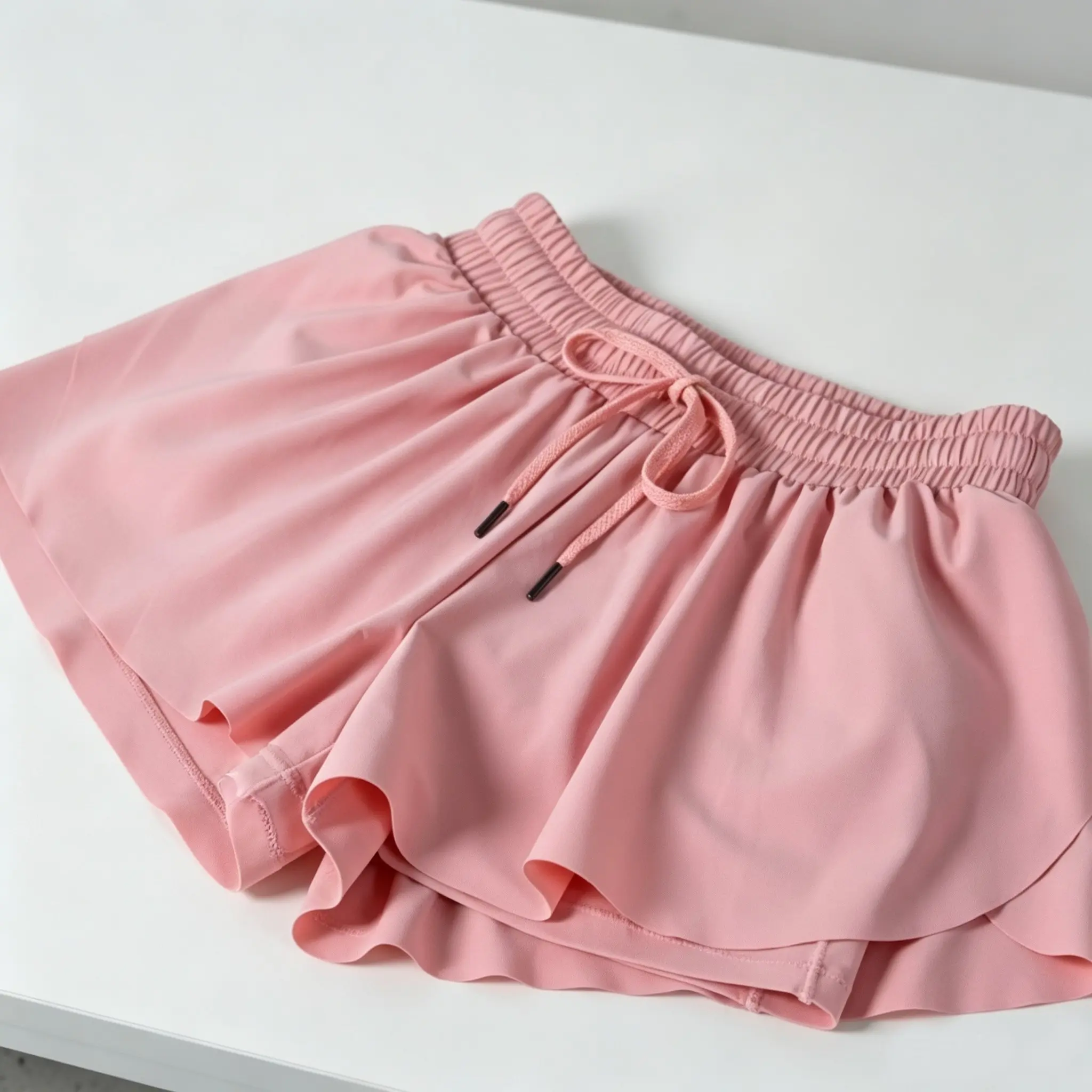 Melochi High-Waisted Pleated 2-in-1 Quick-Dry Mini Dance Skirt with Side Pockets & Asymmetric Hem, Casual Athletic Shorts, Elastic Sporty Shorts for Gymnastics, Fitness