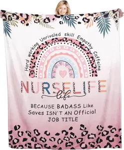 Nurse Gifts for Women, Soft Nurse Blanket for Female, Nurses Week Gifts, Nurse Appreciation Gifts, Nurse Graduation Gift, Nurse Blankets and Throws 60"x50"-Leoparda