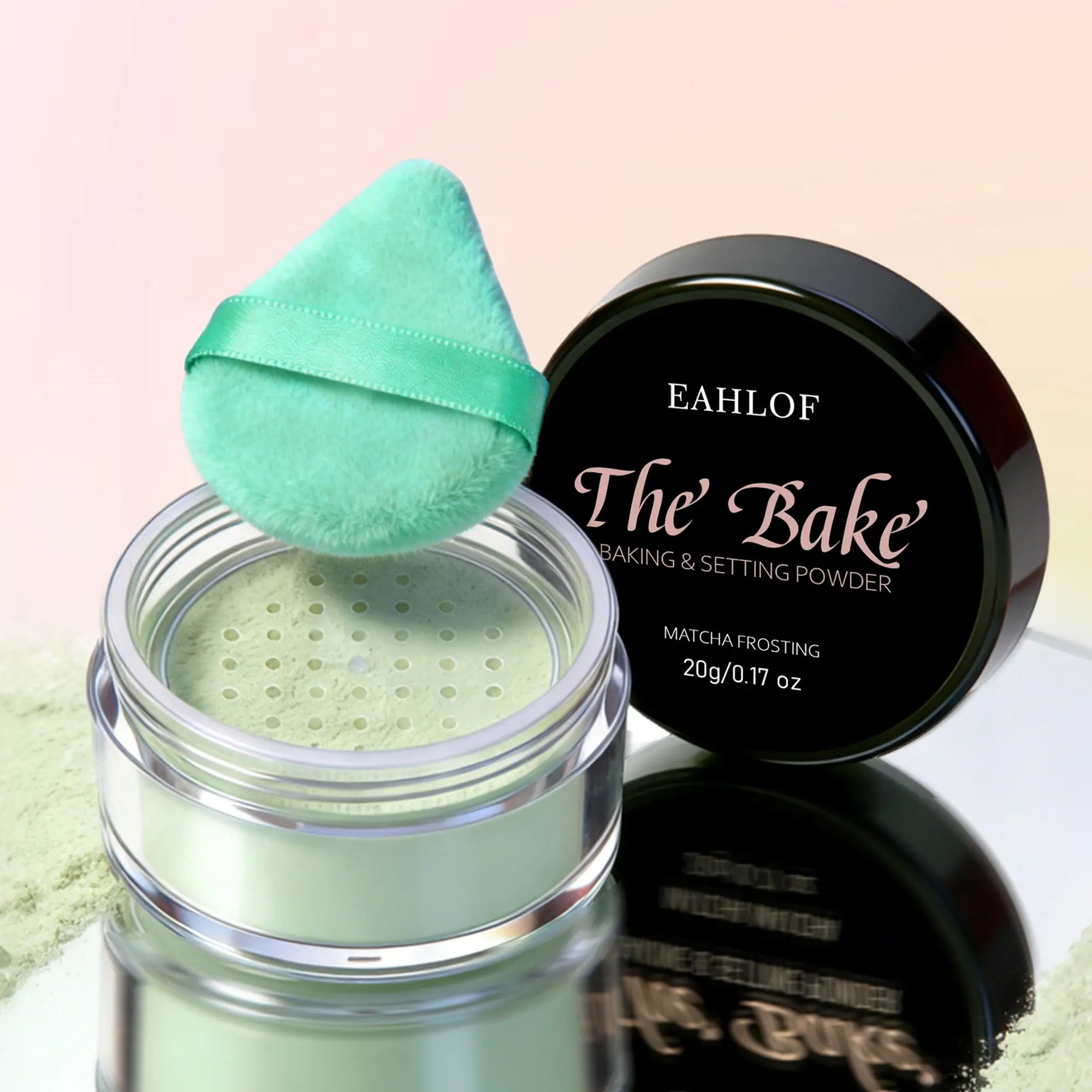 20g / 0.17 oz Redness-Correcting & Brightening Bake Powder: Micron-Level Green Formula Blurs Pores & Fine Lines, with Rice Powder & Vitamin-E for Oil Control & Hydration, Non-Caking Lightweight Setting, Includes Triangle Puff