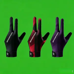 3PCS(Red,Black,Purple) Snooker Billiard Gloves Snooker Accessories Left Hand Three Finger Stitching, Unisex Popular Size Heavy Duty Jump Break Pool Cue