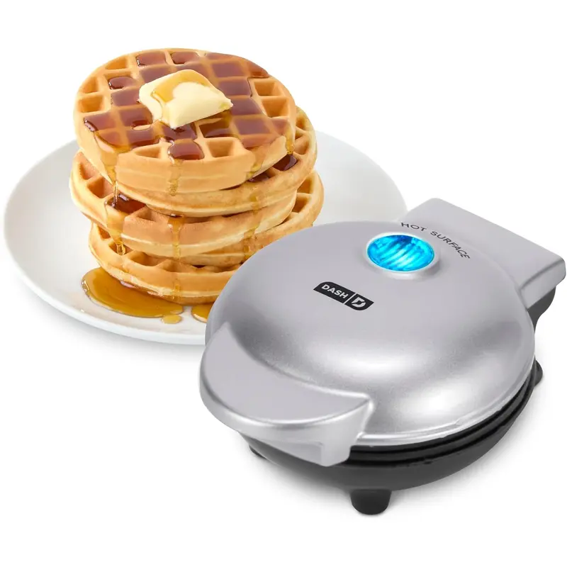 DASH DMW001SL Mini Maker for Individual Waffles, Hash Browns, Keto Chaffles with Easy to Clean, Non-Stick Surfaces, 4 Inch, Silver Dash