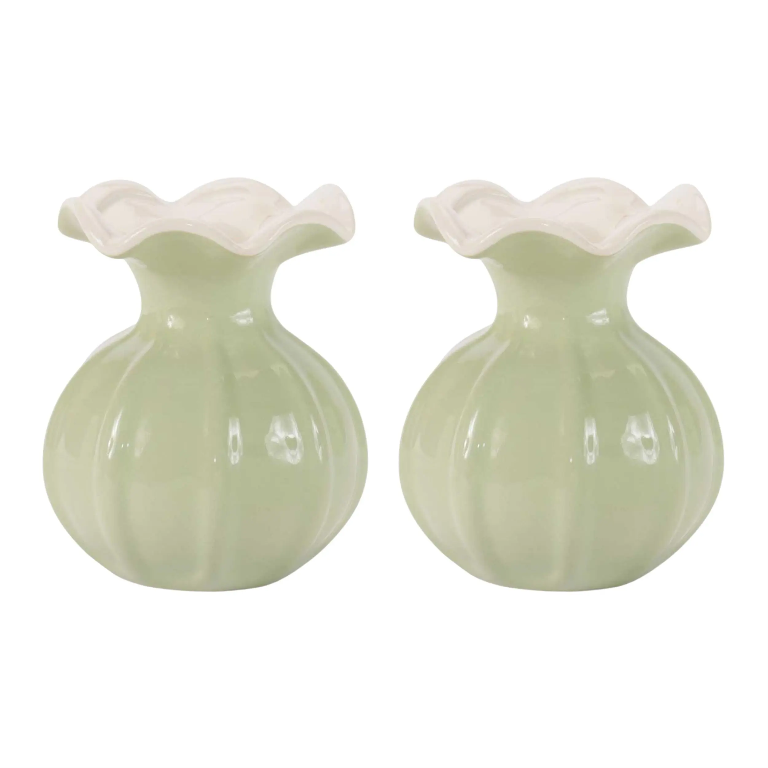 Ceramic Ruffle Rim Vase (Set of 2)