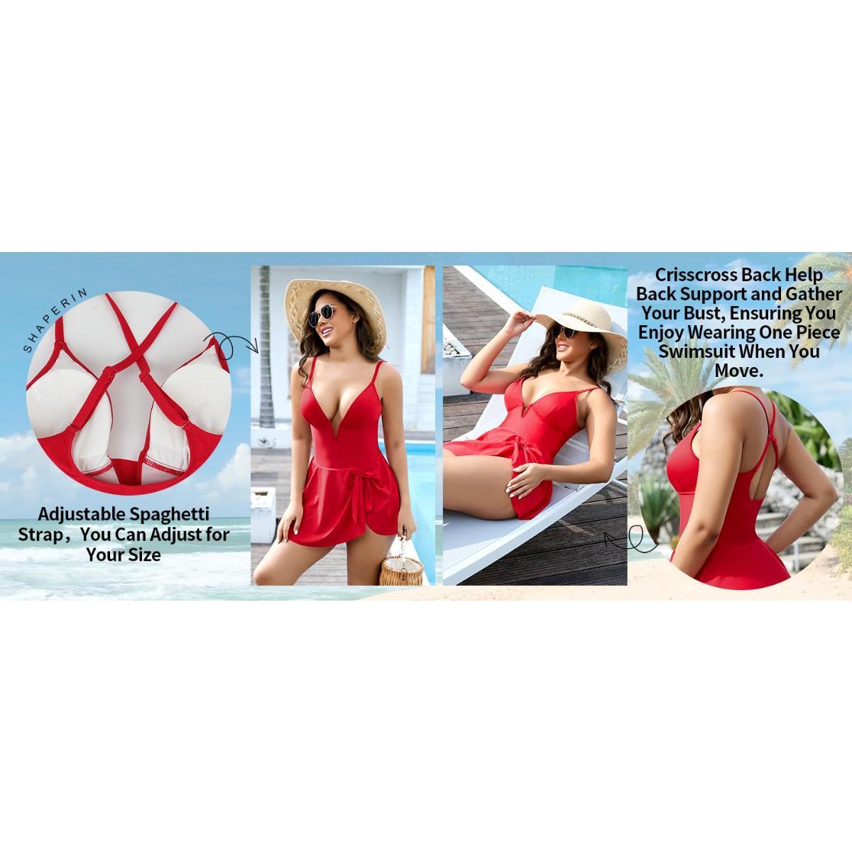 Joyshaper Swim Dress for Women One Piece Skirted Swimsuit Tummy Control Bathing Suits Swimdress Sexy Swimwear