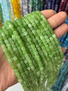 0.6cm Natural Stone Square Beads, Hole Design for Easy Stringing, DIY Jewelry Making, Craft Supplies, Sewing Accessories