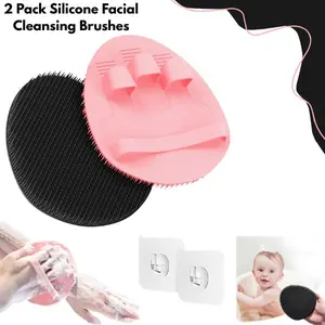 2 Pack Silicone Facial Cleansing Brushes - Gentle Face Scrubber for Deep Pore Cleaning & Blackhead Removal