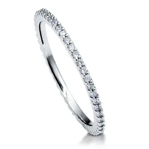 BERRICLE Sterling Silver Wedding Rings Stackable Eternity Band Ring for Women, Pave Set Round Cut Cubic Zirconia CZ