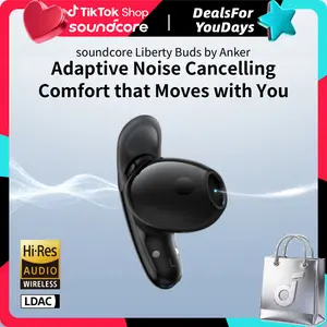 Soundcore by Anker Liberty Buds, Semi-in-Ear Earbuds, with Real-Time Adaptive ANC, Spatial Auido, 30H Playtime, Fast Charging, Wireless Bluetooth Headphones #DealsForYouDays, #SummerWins